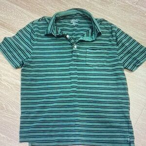 J. Crew Casual Green and Black Striped Shirt